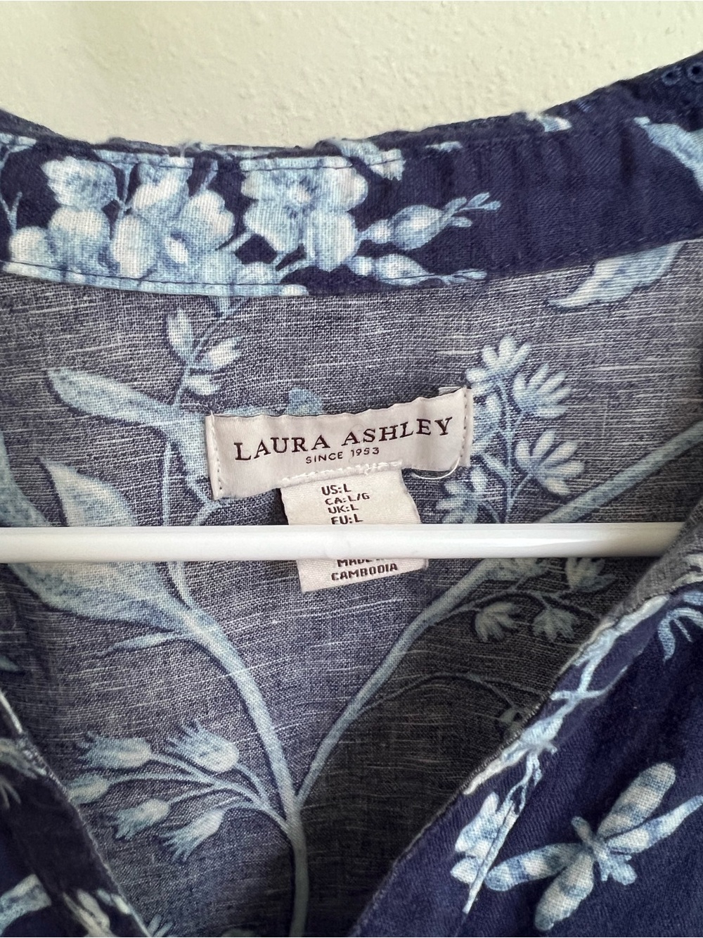 Laura Ashley Navy and Light Blue Floral Button-Down Shirt - Picture 2 of 5